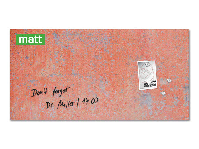 Glas-magneetbord Sigel Artverum Rood Wandmat. 910x460x15 mm.