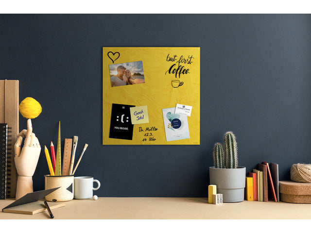 Glas-magneetbord Sigel Artverum Geel Structuur mat 480x480x15mm