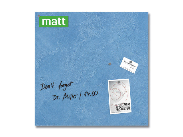 Glas-magneetbord Sigel Artverum Blauw Structuur mat. 480x480x15 mm