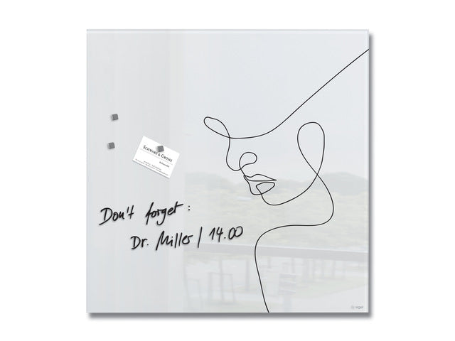Glas-magneetbord Sigel Artverum Line Art. 480x480x15 mm
