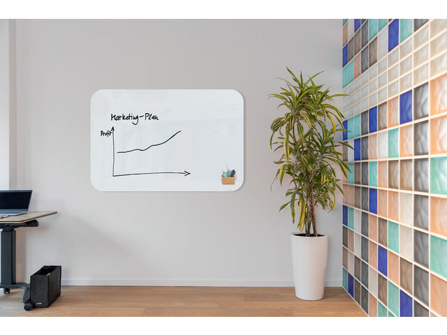 Glasmagneetbord Artverum wit 1200x900x10mm incl. magneetbord bordmarkering zwart