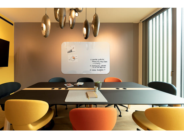 Glasmagneetbord Artverum wit 1800x1200x10mm incl. magneetbord bordmarkering zwart