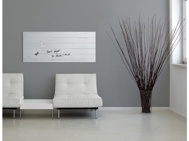 Glasmagneetbord Sigel mat WIT HOUT 1300x550x15mm 3 magn + bevestigingsmat.