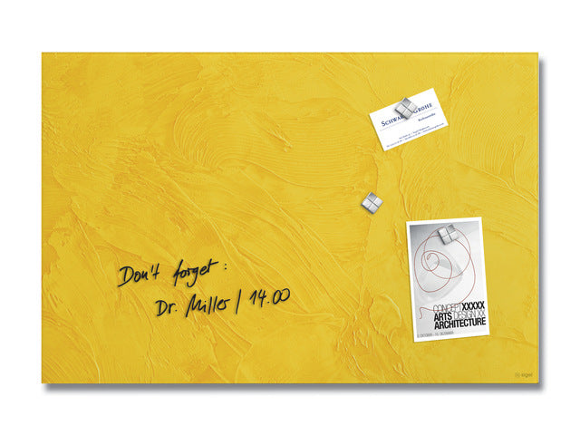 Glas-magneetboard Sigel Artverum Yellow Structure mat. 600x400x15mm