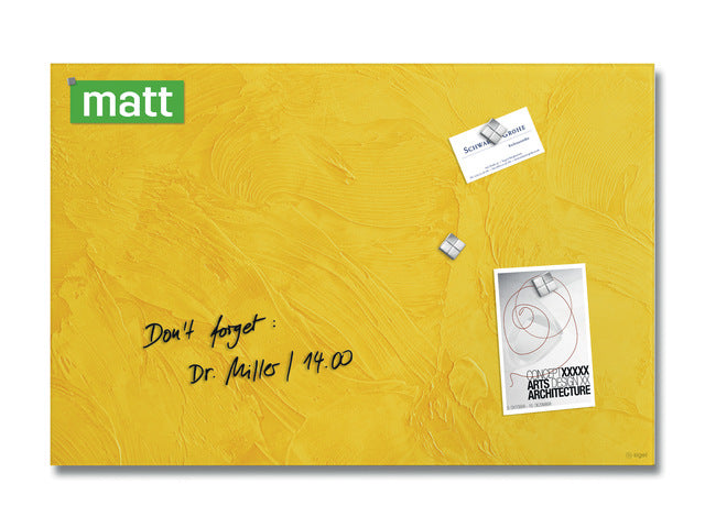 Glas-magneetbord Sigel Artverum Geel Structuur mat. 600x400x15mm