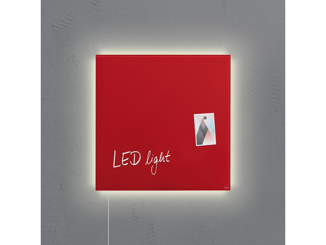 Glasmagneetbord Sigel Artverum LED licht 480x480x15 rood