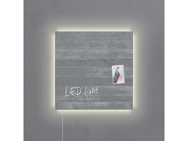Glasmagneetbord Sigel Artverum LED licht 480x480x15 betondesign