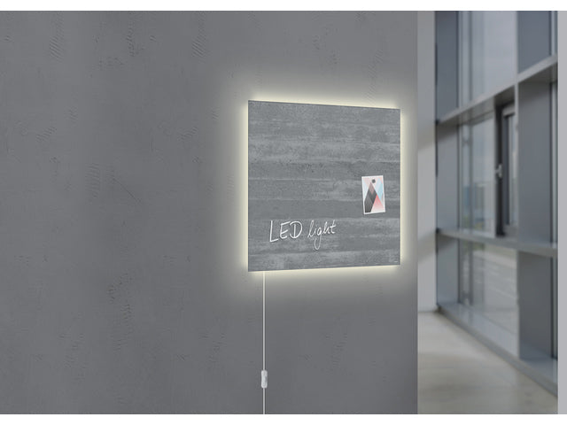 Glasmagneetbord Sigel Artverum LED licht 480x480x15 betondesign
