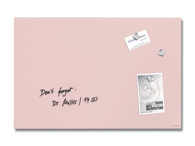 Glas-magneetbord Sigel Artverum mat rosé. 600x400x15mm