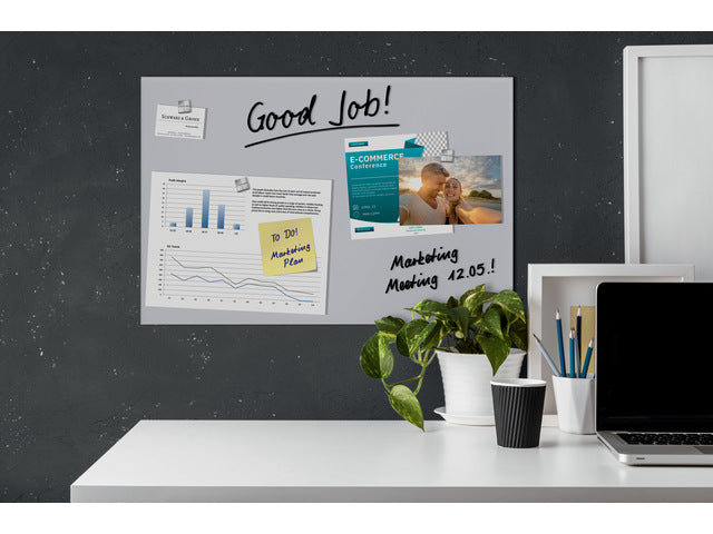 Glas-magneetboard Sigel Artverum mat lichtgrijs. 600x400x15mm