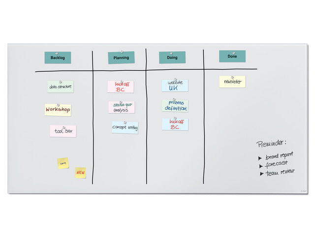Glasmagneetbord XL Sigel mat super wit 2000x1000x18mm 2 magn