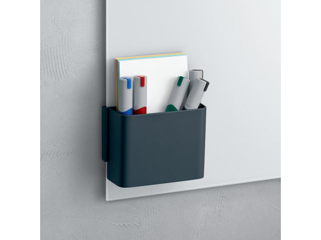 Stiftenkoker M, antraciet, inclusief magnetische clip voor bevestiging aan het glas-magneetbord, kunststof, 120x94x51 mm, 1 st