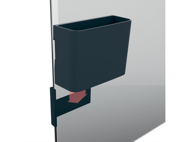 Stiftenkoker M, antraciet, inclusief magnetische clip voor bevestiging aan het glas-magneetbord, kunststof, 120x94x51 mm, 1 st