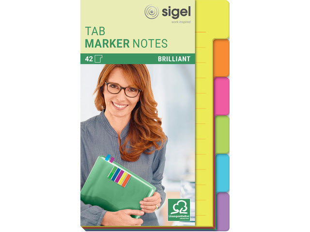 Tabmarker notities Sigel 98x148mm 6 kleuren 42 vellen