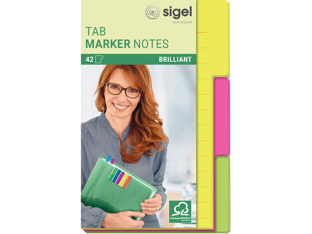 Tabmarker notities Sigel 98x148mm 3 kleuren 42 vellen