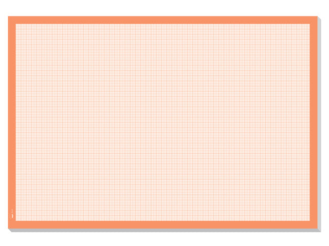 Bastelpapier, Graph, Millimeterpapier, weiß/orange, 595 x 410 mm, 80 g, 30 Vel. Ongedateerd.