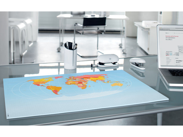 Bureauonderlegger Sigel wereldkaart, 59,5x41cm, 80 grams papier, 30 vel, ongedateerd, Engels talig