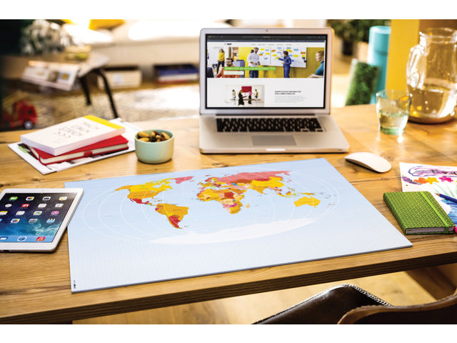 Bureauonderlegger Sigel wereldkaart, 59,5x41cm, 80 grams papier, 30 vel, ongedateerd, Engels talig