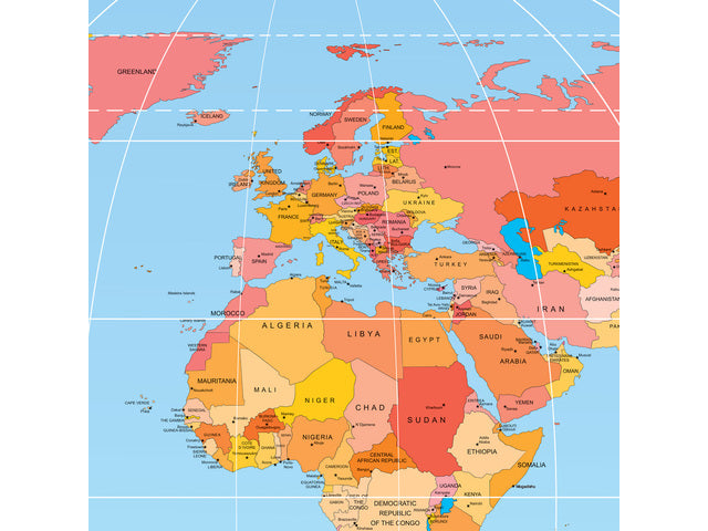 Bureauonderlegger Sigel wereldkaart, 59,5x41cm, 80 grams papier, 30 vel, ongedateerd, Engels talig