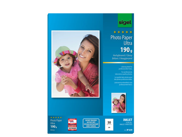 Inkjet Ultra Fotopapier A4 190gr Hoogglans 50 Vel