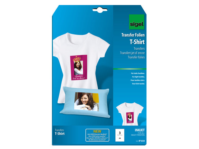 Inkjetfolie Sigel A4 Transfer blanco 3 vel voor strijken