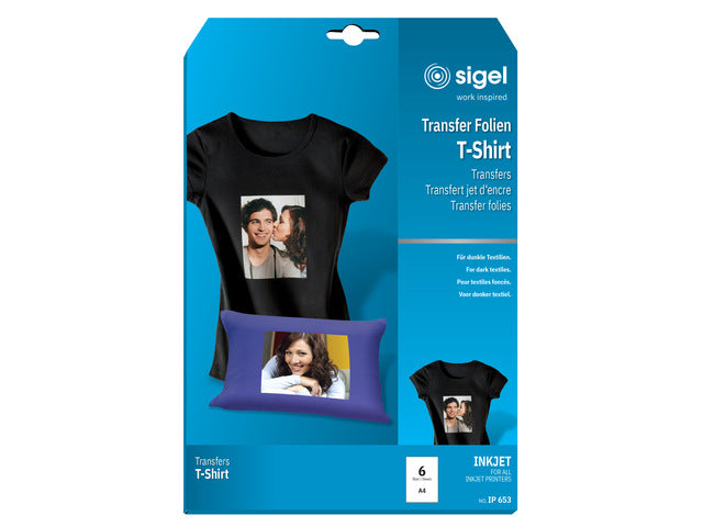 Inkjetfolie Sigel A4 Transfer blanco 6 stuks voor donkere kleding/textiel
