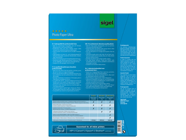 Inkjet Ultra Fotopapier A4 190 Gramm mit 50 Vel