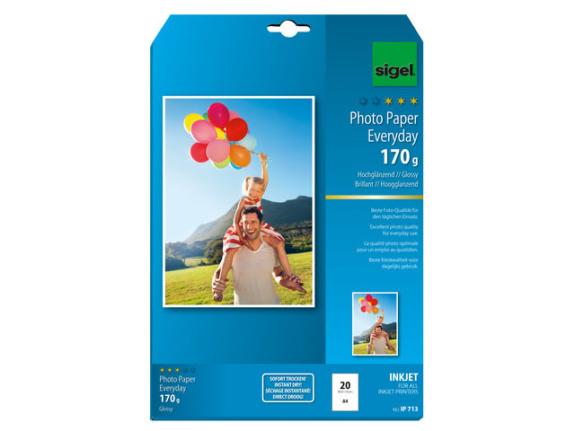 Inkjetfotopapier Everyday plus A4 wit 170gr 20 vel