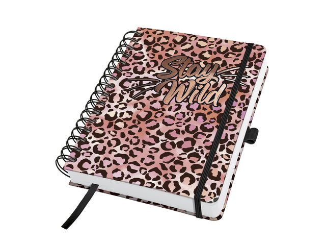 Notitieboek Jolie A5 spir. PINK LEO LOVE punt-gelijnd 240pag 120gr HC