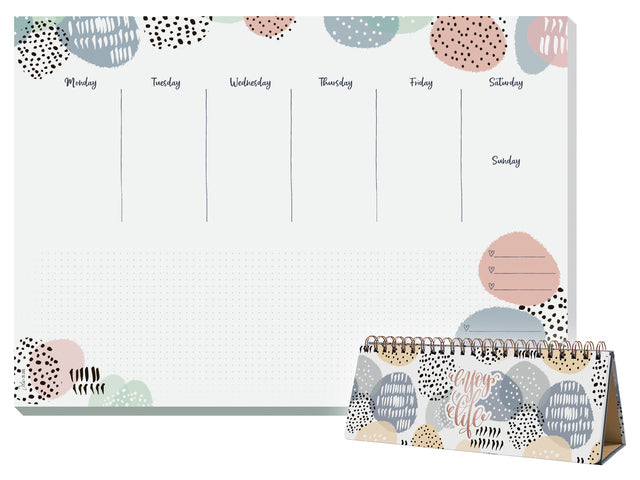 Weekplanner Inspire A4 liggend met GRATIS bureauonderlegger Rose Inspiration (JS201)