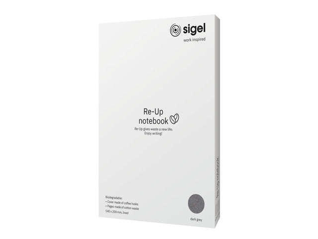 Notitieboek Re-Up A5 donkergrijs gelinieerd softcover