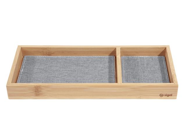 Pennenbak EYE STYLE bamboe 245x109x25mm met l.grijs- zwarte inlay