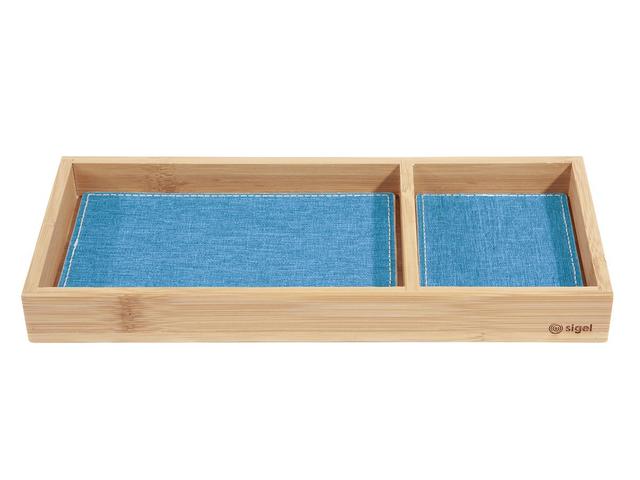 Pennenbak EYE STYLE bamboe 245x109x25mm met l.grijs-blauwe inleg