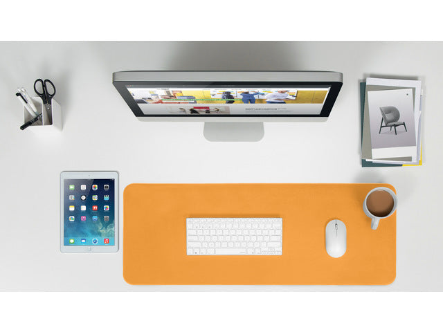 Onderlegger oprolbaar Sigel geel-grijs, 800x300x2mm imitatieleer, dubbelzijdig