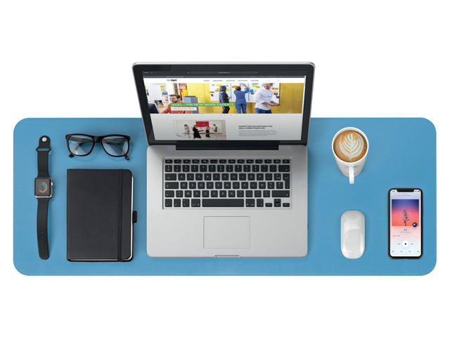 Onderlegger oprolbaar Sigel blauw-groen, 800x300x2mm imitatieleer, dubbelzijdig