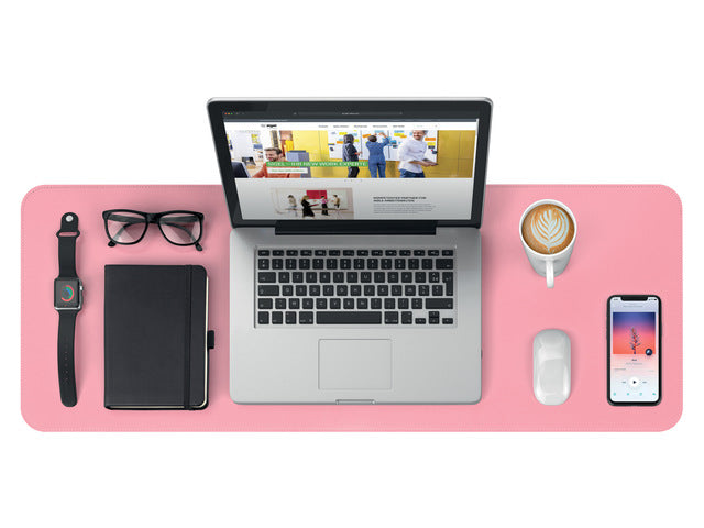 Onderlegger oprolbaar Sigel roze-zilver, 800x300x2mm imitatieleer, dubbelzijdig