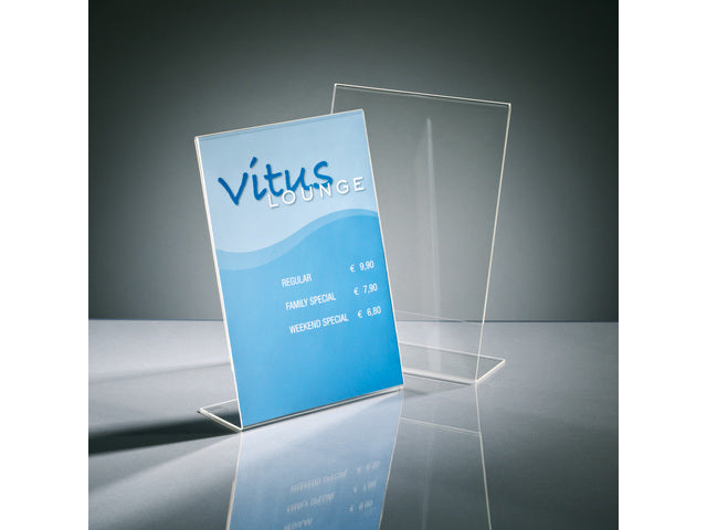 Tafelstandaard Sigel glashelder A4 schuin