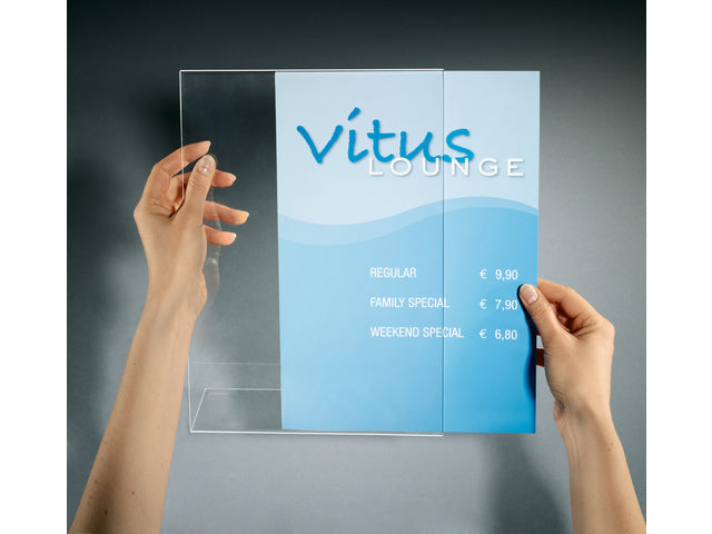 Tafelstandaard Sigel glashelder A5 schuin