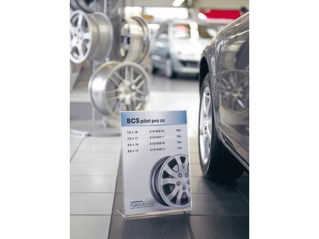 Tafelstandaard Sigel glashelder A3 schuin