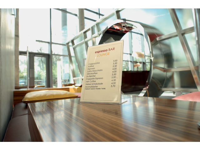 Tafelstandaard Sigel glashelder A6 schuin