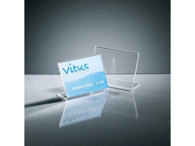 Tafelstandaard Sigel glashelder A7 schuin dwars