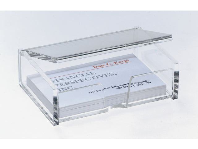 Visitekaartbox met deksel Sigel acryl glashelder