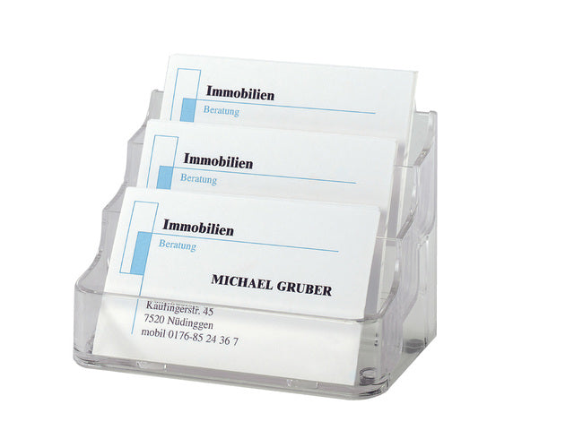 Visitekaartjeshouder Sigel transparant 94x56mm met 3 vakken