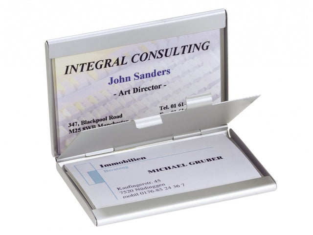 Visitekaartetui Sigel Twin zilver 2 vakken