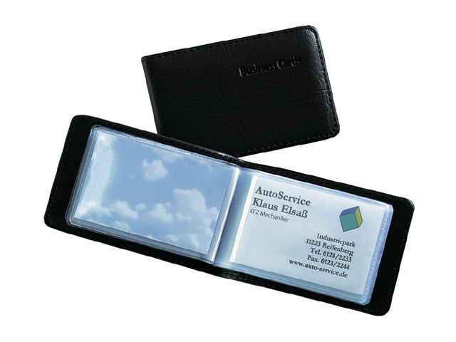 Visitekaartmap Sigel kunstleer zwart voor 40 kaarten