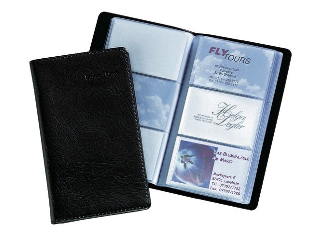 Visitekaartmap Sigel kunstleer zwart voor 120 kaarten
