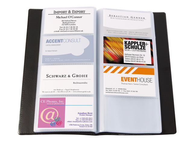 Visitekaartmap Sigel kunstleer zwart voor 192 kaarten