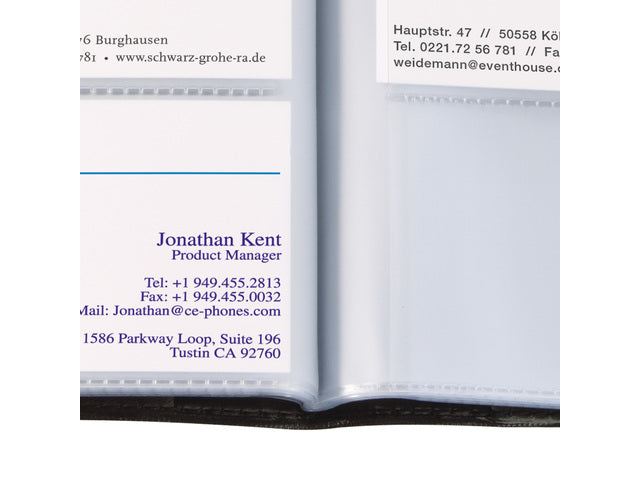 Visitekaartmap Sigel kunstleer zwart voor 192 kaarten