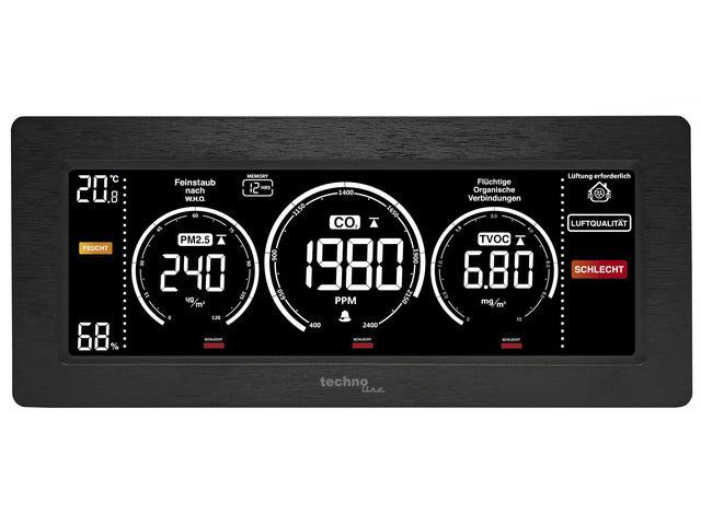 CO2-meter Technoline WL 1035 233x100x47mm zwart