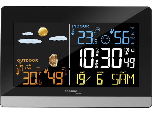 Weerstation Technoline WS 6455 144x96x38mm zwart/zilver LCD display